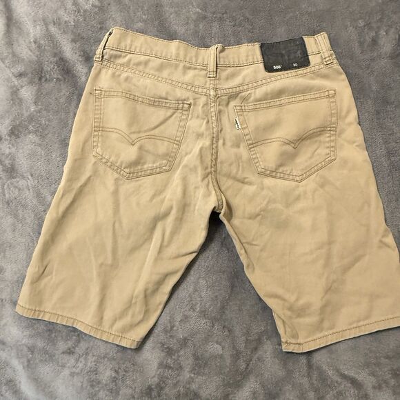 Levi’s 508 Silver Tab Denim Shorts Tan Khaki Size 30 9.5” Inseam - Picture 2 of 7
